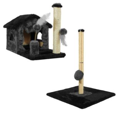 Imagem de Arranhador Para Gatos Com Sisal Poste G - Miupet , PRETO / CINZA