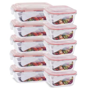 Imagem de Kit 10 Potes Herméticos Marmita Vidro Papinha 640ml e 520ml - U4home, 