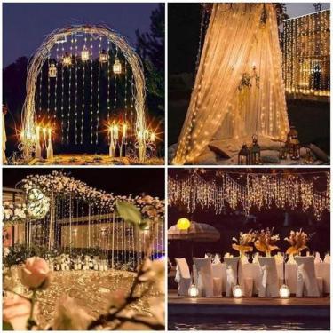 Imagem de Luzes de Cortina LED para Natal  Decoração com Controle Remoto - led d