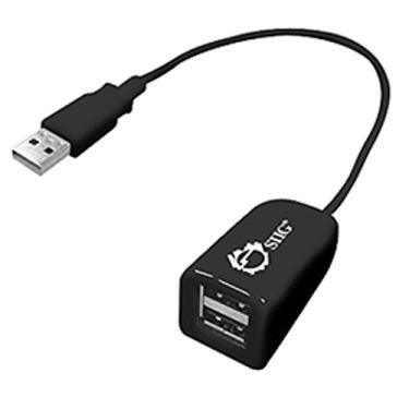 Imagem de SIIG Hub USB 2.0 portátil de 2 portas (JU-H20011-S1), preto