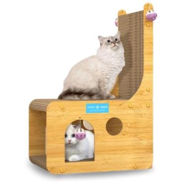 Imagem de Casinha Gato Com Arranhador E Brinquedos Toca Resistente - Duke E Dixi