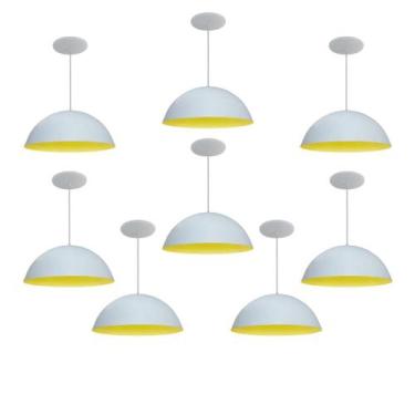 Imagem de Kit 8 Luminária Pendente Meia Lua 40cm Interior Amarelo Com Fiação 110
