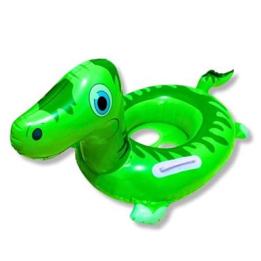 Imagem de Boia Bote Infantil Inflável Dinossauro Bichinho Lúdico Com Assento Macio Confortável Alças De Segurança Prática Divertida Resistente Piscina Praia Natação Animais (Crocodino)