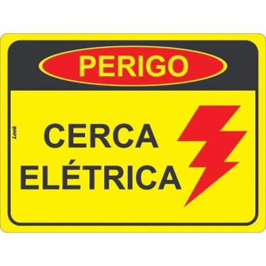 Imagem de Placa de Sinalização - Advertência: Perigo! Cuidado com a Cerca Elétri