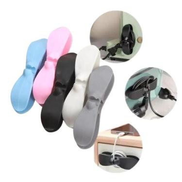 Imagem de 4 Enrolador Suporte Organizador Cabos Fios Silicone Adesivo - Organiza