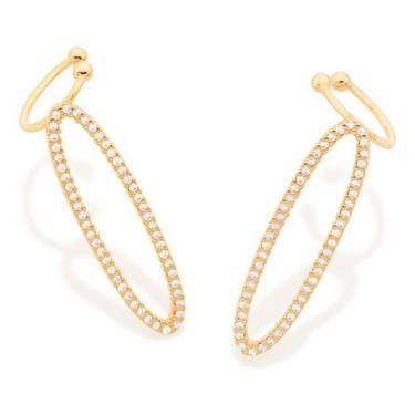 Imagem de Brinco Ear Cuff Oval Com Piercing De Pressã 526799 - Rommanel, Branco,