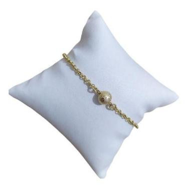 Imagem de Pulseira Infantil Folheada A Ouro 18k Semi Joia Com Bolinha - De Castr