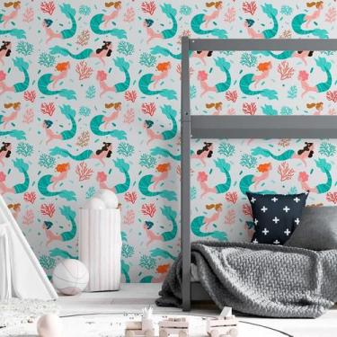 Imagem de Papel de Parede Adesivo Sereias e Corais N06221 Rolo 0,58x3M - Adesivo