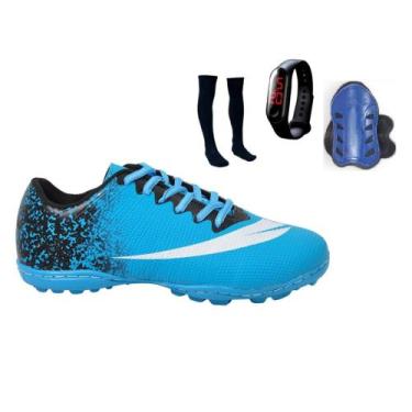 Imagem de Chuteira Society Adulto Infantil com Meião Caneleira e Relogio - Perfl