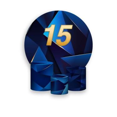 Imagem de Painel De Festa Redondo 1,50x1,50 + Trio De Capas Cilindro - 15 Anos A