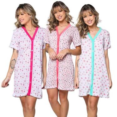 Imagem de Kit 10 Camisolas Amamentação Manga Curta Maternidade Botões - Bella Fi