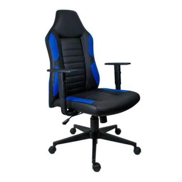 Imagem de Cadeira De Escritório Gamer Ergonômica Com Estofado Preto com Azul Ult