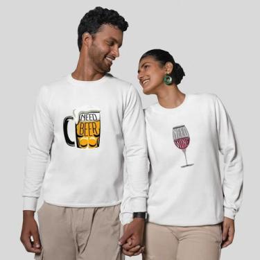 Imagem de Kit 2 Blusas Frio Moletom Careca Sem Capuz Casal Namorados - MP Moda M