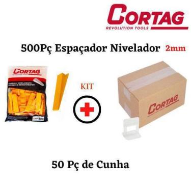 Imagem de Espaçador Nivelador Cortag Kit 500pç + 50 Cunhas, 2,0mm