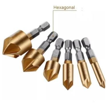 Imagem de Kit Jogo Brocas Escariadora 6mm,8mm,9mm,12mm,16mm,19mm 6 Pçs - Importa