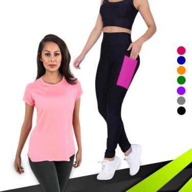 Imagem de Conjunto CAMISETA Blusinha DRY FIT + CALÇA LEGGING BOLSOS Femininos Ac