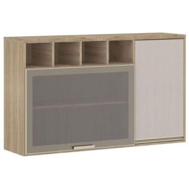 Imagem de Armário Luciane Yara 2 Portas Com Nicho 1,20 Metros Vanilla/Grafite - 