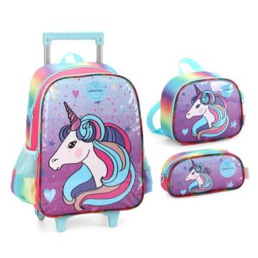 Imagem de kIT MOCHILA UNICORNIO UP4YOU MOCHILA/LANCHEIRA/PORTA LAPIS - LUXCEL/UP