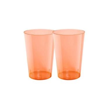 Imagem de 2 Pacotes de Copo Acrílico de 300ml Laranja Neon Cropac com 10 unidade