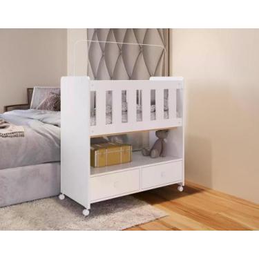 Imagem de Mini Berço Moisés com Colchão e 2 Gavetas - Branco - Completa Móveis, 