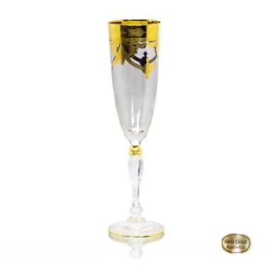 Imagem de Taça Champagne Classica Cristal Italiano Fumê Guirlandas - LUXdécor