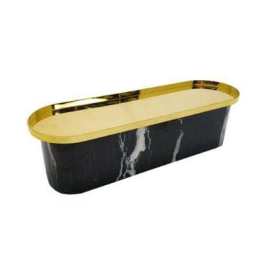 Imagem de Escultura Decorativa Suporte Metal Dourado Base Marmore Luxo - LUXdéco