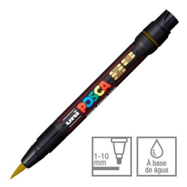 Imagem de Caneta Posca Marcador Brush Uni-Ball PCF-350 Ouro 25 - Uni Ball