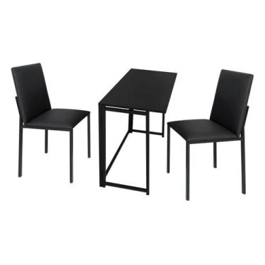 Imagem de Kit manicure ciplafe dubai 1 mesa preto dob 2 cadeiras, Preto