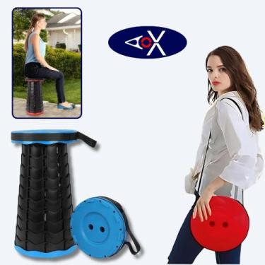 Imagem de Banqueta Assento Retrátil Portátil Dobrável Cadeira Banquinho Camping 