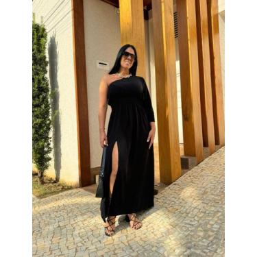 Imagem de Vestido Nula Manga com Fenda Chique  - Donna Lu, Preto, G2