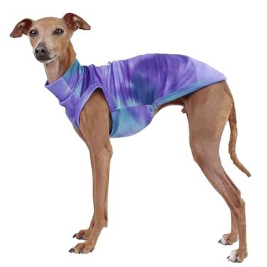Imagem de D Doggy Star Italian Greyhound Roupas verão legal camisetas rashguard maiô whippet para cães (G, roxo manchado frio)