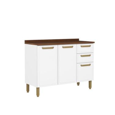 Imagem de Balcão de Aço Tampo 3 Portas 2gavetas Branco Bella Bertolini