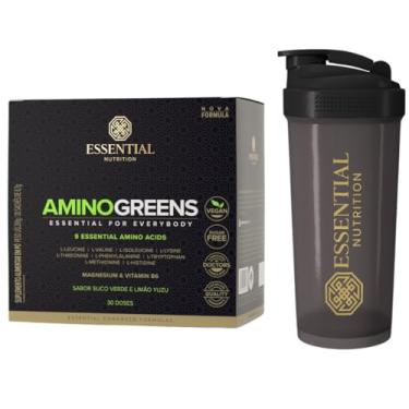 Imagem de Amino Greens - 8 aminoácidos essenciais - Box com 30 Sachês - Essential Nutrition + Coqueteleira Oficial (L-leucina, L-valina, L-isoleucina, L-lisina, L-treonina, L-fenilalanina, L-triptofano, L-metionina)