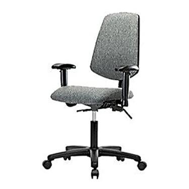 Imagem de Thomas Cadeira de mesa de tecido 1163G72 com encosto médio e inclinação, base de nylon, braços ajustáveis, rodízios, cinza