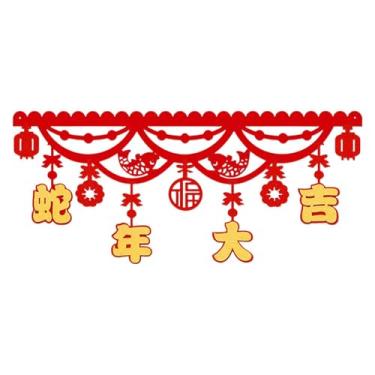 Imagem de Nishiyuenyi Ano Novo Chinês Banner Guirlanda Parede Pendurado Fotografia Feltro Pingente Cenário Lunar Ano Novo Decoração para Jardim Sala de Jantar, Style B