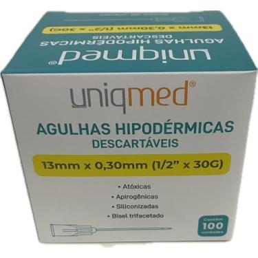 Imagem de Agulha Hipod�rmica 30G x 1/2" (0,30mm x 13mm) Caixa com 100 unidades. Uniqmed