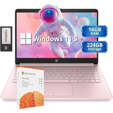 Imagem de Notebook 14” HP Stream HD, leve, CPU Intel 4-core, 16 GB RAM, 224 GB de armazenamento, Intel Graphics, Webcam HD, 1 ano de Office 365, Wi-Fi, Bluetooth, Win 11 S, rosa