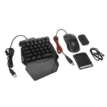 Imagem de Teclado para Jogos de Uma Mão, Combo Teclado Y Mouse Gamer Teclado USB Com Fio LED Retroiluminado Com Mouse e Conversor Teclado para Jogos de Meia Mão e Mouse Combinado Teclado