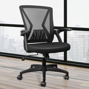 Imagem de KIZECK Cadeira de mesa giratória ergonômica para computador de escritório com altura ajustável e apoio lombar para adultos em casa, parte média das costas, preta