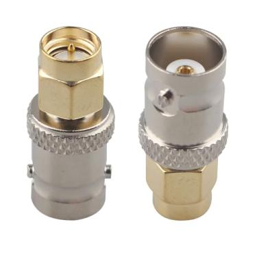 Imagem de Futheda 2 peças SMA macho para BNC fêmea RF adaptador coaxial SMA para conector BNC conector de antena coaxial acoplador reto compatível com cabo de periféricos LAN sem fio SDR rádio amador portátil