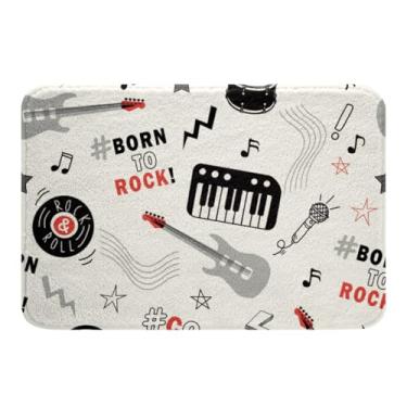 Imagem de Feelyou Tapetes de banheiro de guitarra infantil 40,6 cm x 61 cm Rock Music Tapetes de banho para chuveiro para meninos e meninas tapetes de banho para banheiro hip hop popstar festa banheiro