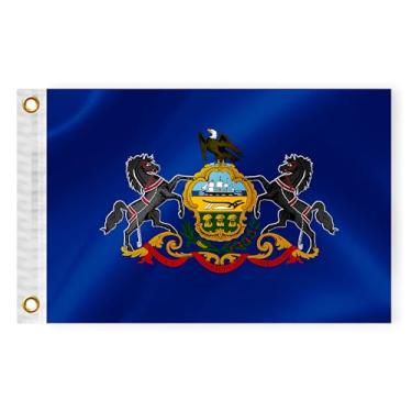 Imagem de Bandeira náutica de barco do estado da Pensilvânia 30 x 45 cm dupla face 3 camadas PA bandeira marinha nylon pequeno iate vela pontão barco ATV bicicleta caminhão Jeep motocicleta bandeira latão ilhós