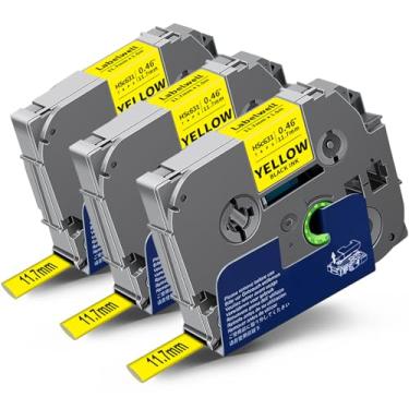 Imagem de Labelwell Pacote com 3 HSe-631 11,7 mm compatível com Brother HSe631 HS-631 HS631 fita de etiqueta de tubo termorretrátil funciona com PT-D210 PT-E300 PT-H300 PT-E500 PT-E550W etiquetadora, preto