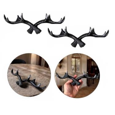 Imagem de 2 Ganchos Pendurador Suporte p/Parede Chifre Alce Veado Cervo Cabide Suporte Decorativo p/Toalhas Chaves Bones