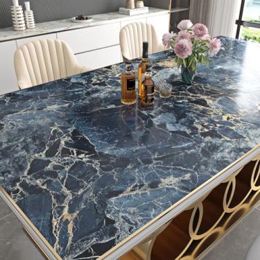 Imagem de YENHOME Papel de parede de mármore azul de 43 x 600 cm, papel de parede de granito à prova d'água para paredes autoadesivo, aparência de mármore, papel de parede removível, puxe e cole