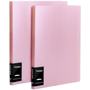 Imagem de Tuhangcc Fichário com mangas de plástico 21,6 x 28 cm, 20 bolsos - pasta de portfólio de arte resistente com protetores de folha transparentes, exibe 40 páginas, livro de apresentação para obras de