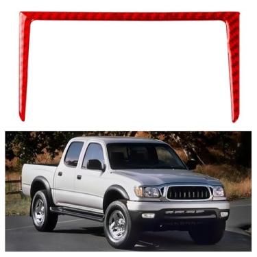 Imagem de IKUESM compatível com Toyota Tacuma (edição especial) 2001 2002 2003 2004 adesivo de moldura de rádio de fibra de carbono preto/vermelho 1 peça/conjunto(Red)