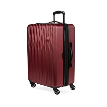 Imagem de SwissGear 8018 Mala rígida expansível com rodas giratórias, vinho, quadriculada média 61 cm, Vinho, Checked-Medium 24-Inch, 8018 Mala rígida expansível com rodas giratórias