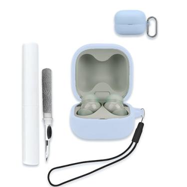 Imagem de Capa para fones de ouvido Sony LinkBuds Fit verdadeiramente sem fio com cancelamento de ruído, capa protetora de silicone macio, portátil, resistente a arranhões, com kit de limpeza, mosquetão e