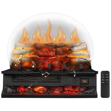 Imagem de Lareira Elétrica Ecológica 20" 50 cm com Controle Remoto, 5 Opções de Brilho, Proteção Contra Superaquecimento e Temporizador, 110V 1500W,